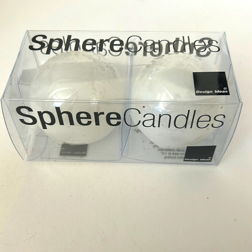 Design Ideas sphere candles white 2.25”x2.375”